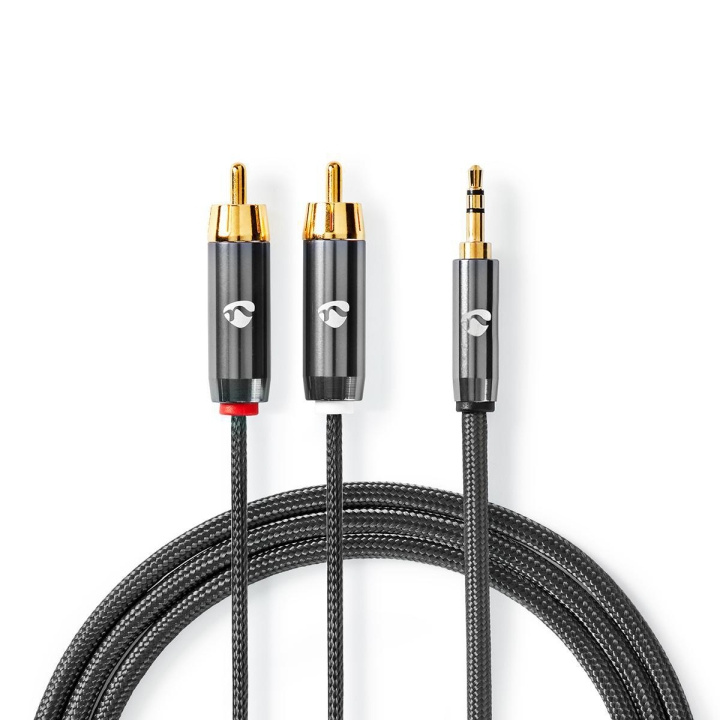 Nedis Stereoäänikaapeli | 3.5 mm uros | 2x RCA uros | Kullattu | 1.00 m | Pyöreä | Gun Metal Harmaa / Harmaa | Laatikko kannella ja ikkunalla ryhmässä KODINELEKTRONIIKKA / Ääni & Kuva / Kaiuttimet & Tarvikkeet / Tarvikkeet @ TP E-commerce Nordic AB (C07790)