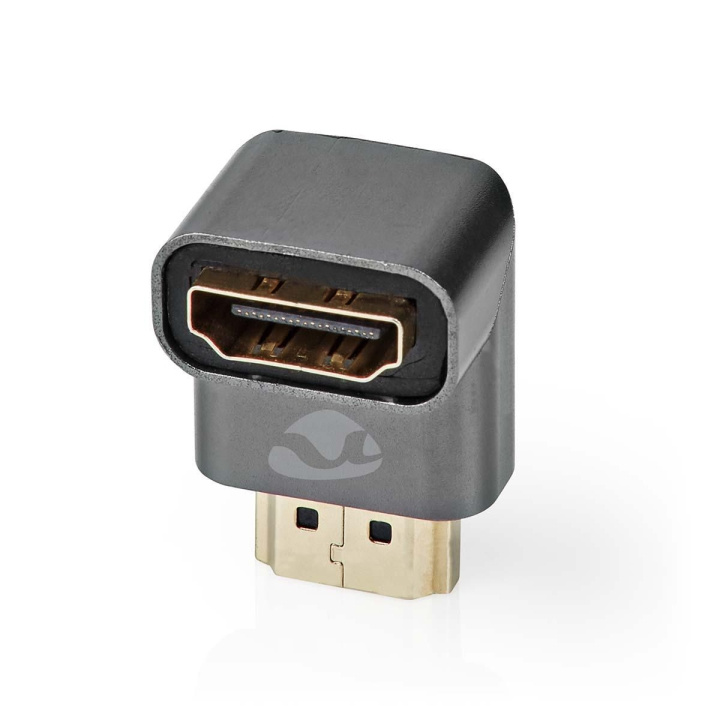 Nedis HDMI™ -sovitin | HDMI™ liitin / HDMI™ uros | HDMI™ Ulostulo | Kullattu | Kulma, 90 ° | Alumiini | Gun Metal Harmaa | 1 kpl | Laatikko kannella ja ikkunalla ryhmässä KODINELEKTRONIIKKA / Kaapelit & Sovittimet / HDMI / Sovittimet @ TP E-commerce Nordic AB (C07984)