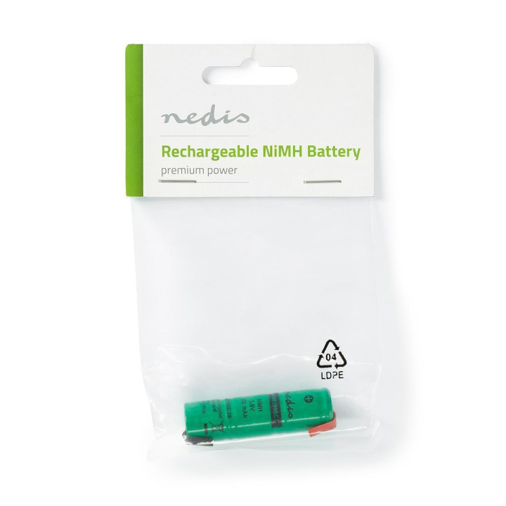 Nedis Ladattava NiMH -akku | 3.6 V | 300 mAh | Juotoskaistaleilla | 1-Polybag ryhmässä KODINELEKTRONIIKKA / Paristot & Laturit / Ladattavat paristot / Muut @ TP E-commerce Nordic AB (C08249)