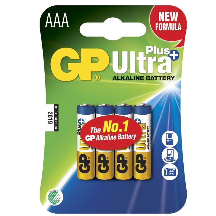 GP Ultra Plus Alkaline AAA 4-pack ryhmässä KODINELEKTRONIIKKA / Paristot & Laturit / Akut / AAA @ TP E-commerce Nordic AB (C08555)