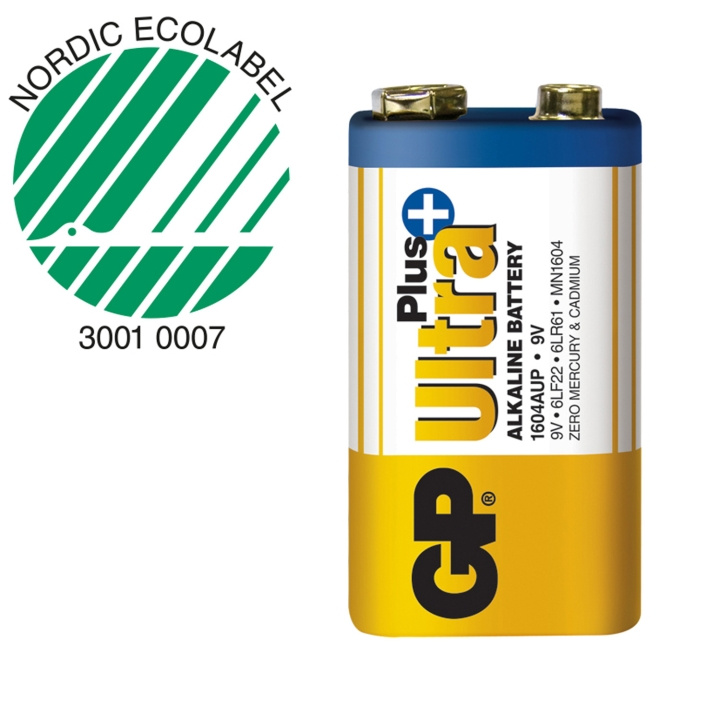GP Ultra Plus Alkaline 9V 1-pack 1-pack ryhmässä KODINELEKTRONIIKKA / Paristot & Laturit / Akut / 9V @ TP E-commerce Nordic AB (C08556)