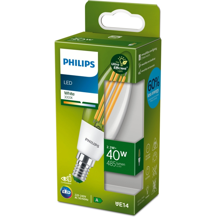 Philips LED E14 Kron 40W Klar 485lm Energiklass A ryhmässä KODINELEKTRONIIKKA / Valaistus / LED-lamput @ TP E-commerce Nordic AB (C08602)