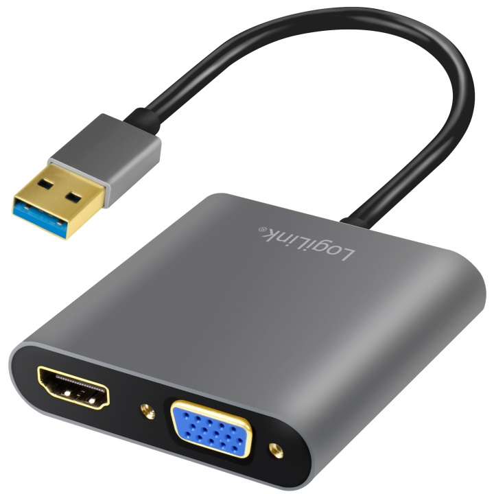 LogiLink USB-A 3.0 -> HDMI-Hona + VGA-H ryhmässä KODINELEKTRONIIKKA / Kaapelit & Sovittimet / HDMI / Sovittimet @ TP E-commerce Nordic AB (C08660)