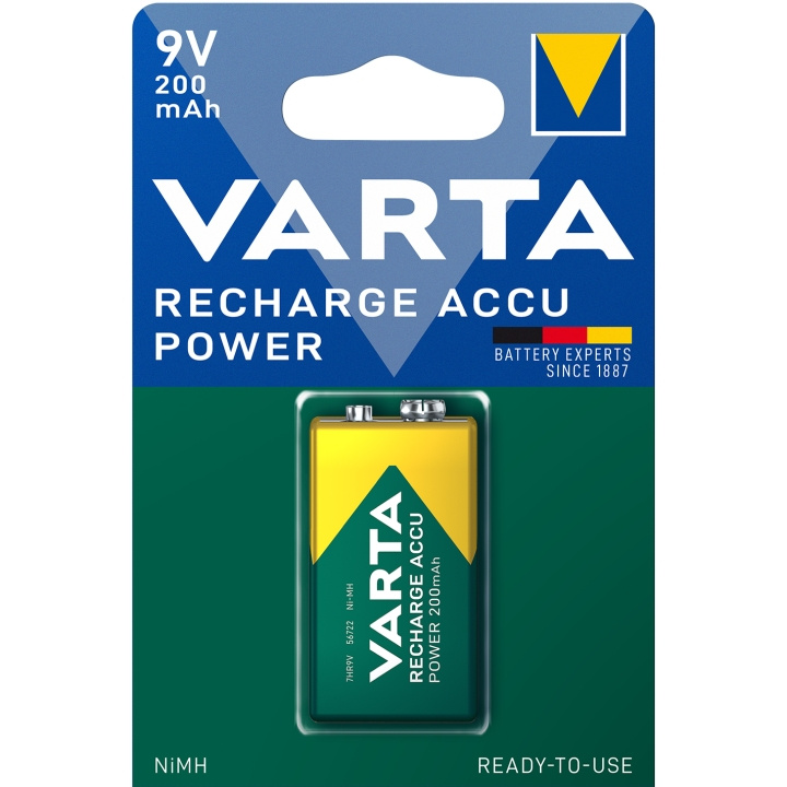 Varta Laddningsbart batteri 9V 200 m ryhmässä KODINELEKTRONIIKKA / Paristot & Laturit / Akut / 9V @ TP E-commerce Nordic AB (C08711)