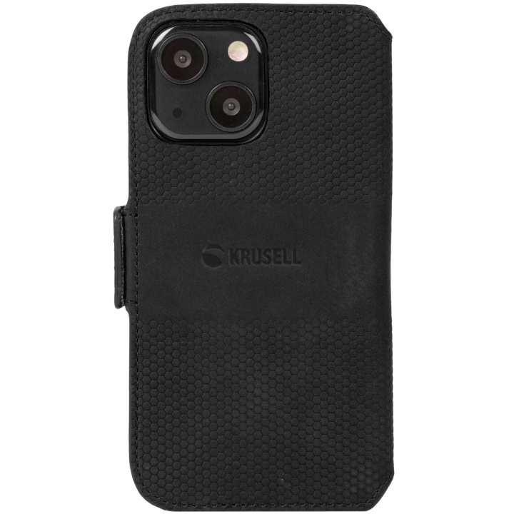 Krusell Nahka Puhelin lompakko iPhone 13 Musta ryhmässä ÄLYPUHELIMET JA TABLETIT / Puhelimen suojakotelo / Apple / iPhone 13 / Kotelo @ TP E-commerce Nordic AB (C08750)