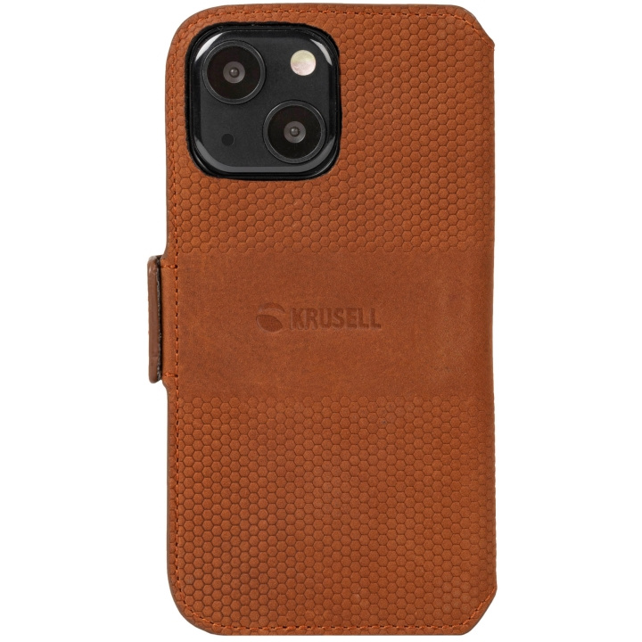 Krusell Nahka Puhelin lompakko iPhone 13 Cognac ryhmässä ÄLYPUHELIMET JA TABLETIT / Puhelimen suojakotelo / Apple / iPhone 13 / Kotelo @ TP E-commerce Nordic AB (C08754)