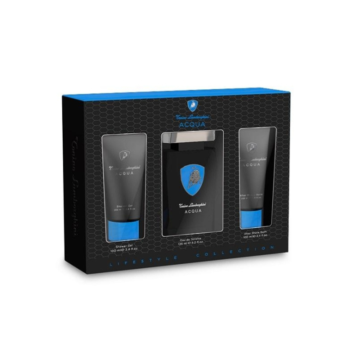 Giftset Lamborghini Acqua Edt 125ml + Shower Gel 100ml + Aftershave Balm 100ml ryhmässä KAUNEUS JA TERVEYS / Lahjapakkaukset / Miesten lahjapakkaukset @ TP E-commerce Nordic AB (C09464)