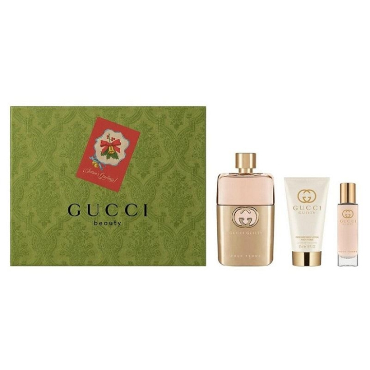 Giftset Gucci Guilty Pour Femme Edp 90ml + Edp 15ml + Body Lotion 50ml ryhmässä KAUNEUS JA TERVEYS / Lahjapakkaukset / Naisten lahjapakkaukset @ TP E-commerce Nordic AB (C09485)