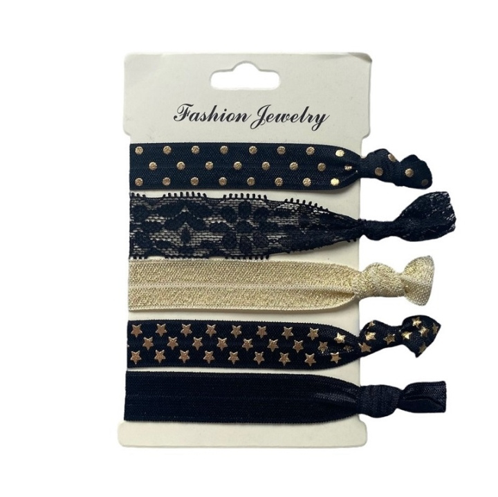 Hair Tie Fancy - Black Dots ryhmässä KAUNEUS JA TERVEYS / Hiukset &Stailaus / Hiustarvikkeet @ TP E-commerce Nordic AB (C09949)