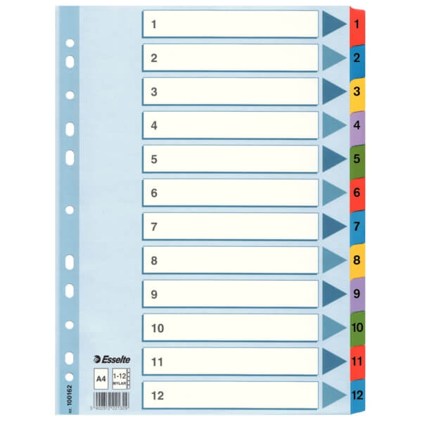 ESSELTE Register Mylar A4/1-12 Multifärgat ryhmässä KOTI, TALOUS JA PUUTARHA / Toimistotuotteet / Muut @ TP E-commerce Nordic AB (C11983)