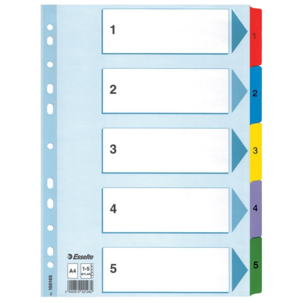 ESSELTE Register Mylar A4/1-5 ryhmässä KOTI, TALOUS JA PUUTARHA / Toimistotuotteet / Muut @ TP E-commerce Nordic AB (C11986)