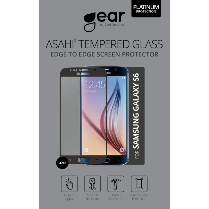 Gear Härdat Glas 3D Full Cover Svart Samsung S6 ryhmässä ÄLYPUHELIMET JA TABLETIT / Puhelimen suojakotelo / Samsung @ TP E-commerce Nordic AB (C12362)