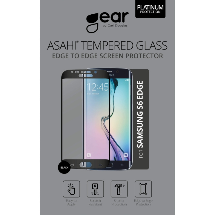 Gear Härdat Glas 3D Full Cover Svart Samsung S6 Edge ryhmässä ÄLYPUHELIMET JA TABLETIT / Puhelimen suojakotelo / Samsung @ TP E-commerce Nordic AB (C12364)