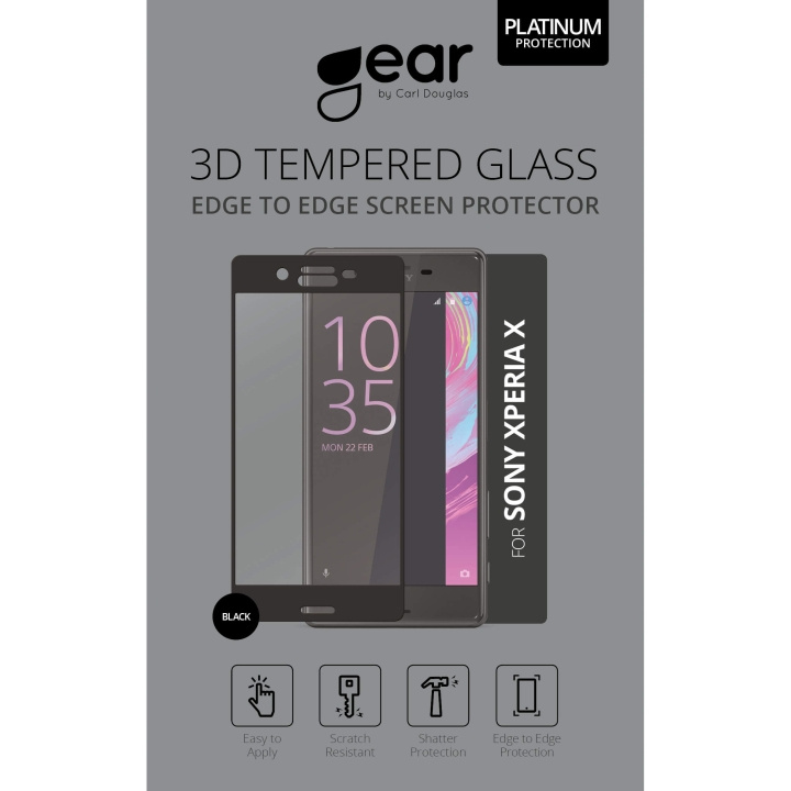 Gear Härdat Glas 3D Full Cover Svart Xperia X ryhmässä ÄLYPUHELIMET JA TABLETIT / Puhelimen suojakotelo / Sony @ TP E-commerce Nordic AB (C12374)