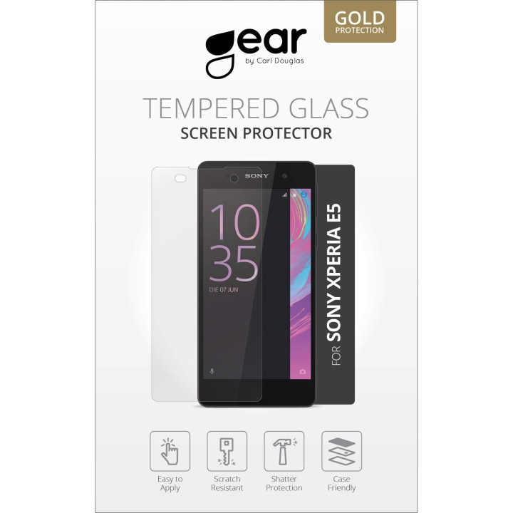 GEAR Panssarilasi 2.5D Sony Xperia E5 ryhmässä ÄLYPUHELIMET JA TABLETIT / Puhelimen suojakotelo / Sony @ TP E-commerce Nordic AB (C12375)