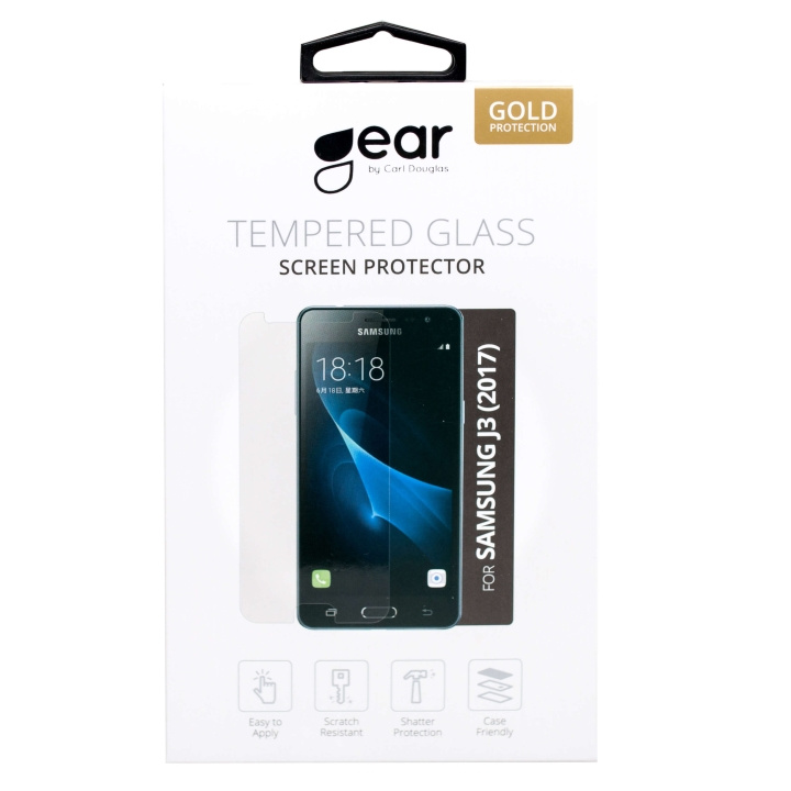 Gear Härdat Glas 3D Full Cover Svart Samsung J3 (2017) ryhmässä ÄLYPUHELIMET JA TABLETIT / Puhelimen suojakotelo / Samsung @ TP E-commerce Nordic AB (C12379)