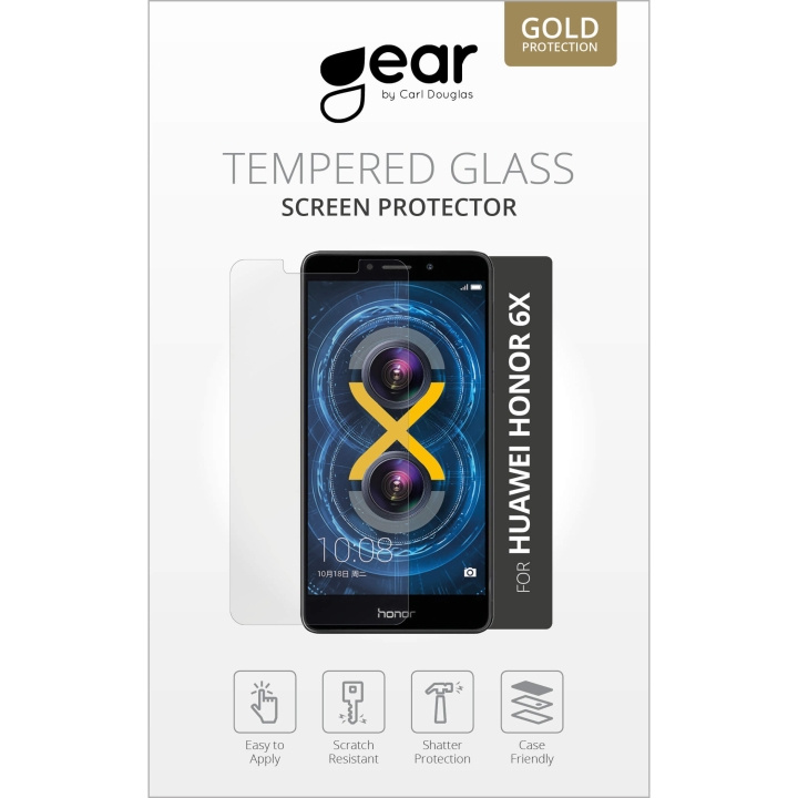 GEAR Panssarilasi 2.5D Huawei Honor 6X ryhmässä ÄLYPUHELIMET JA TABLETIT / Puhelimen suojakotelo / Huawei @ TP E-commerce Nordic AB (C12382)