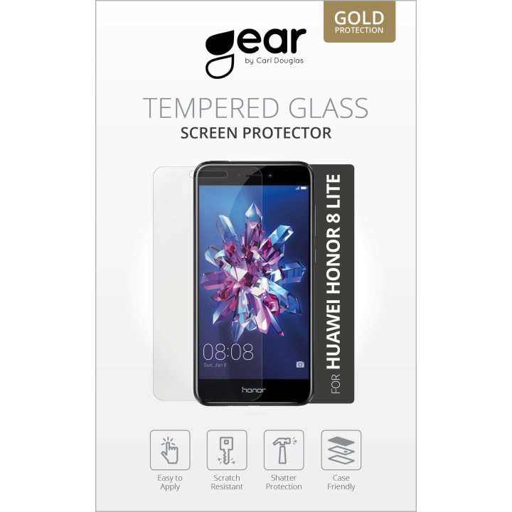 GEAR Panssarilasi 2.5D Huawei Honor 8 Lite ryhmässä ÄLYPUHELIMET JA TABLETIT / Puhelimen suojakotelo / Huawei @ TP E-commerce Nordic AB (C12384)