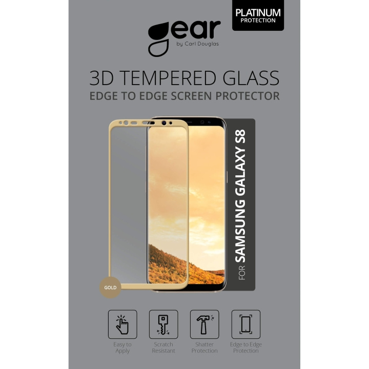 Gear Härdat Glas 3D Full Cover Guld Samsung S8 ryhmässä ÄLYPUHELIMET JA TABLETIT / Puhelimen suojakotelo / Samsung @ TP E-commerce Nordic AB (C12388)