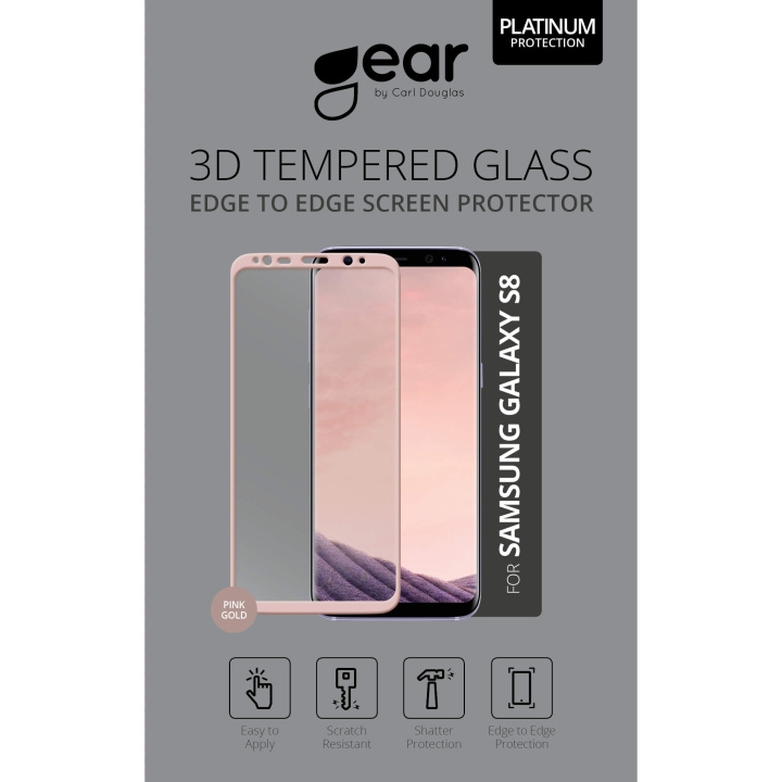 Gear Härdat Glas 3D Full Cover Rosegold Samsung S8 ryhmässä ÄLYPUHELIMET JA TABLETIT / Puhelimen suojakotelo / Samsung @ TP E-commerce Nordic AB (C12389)