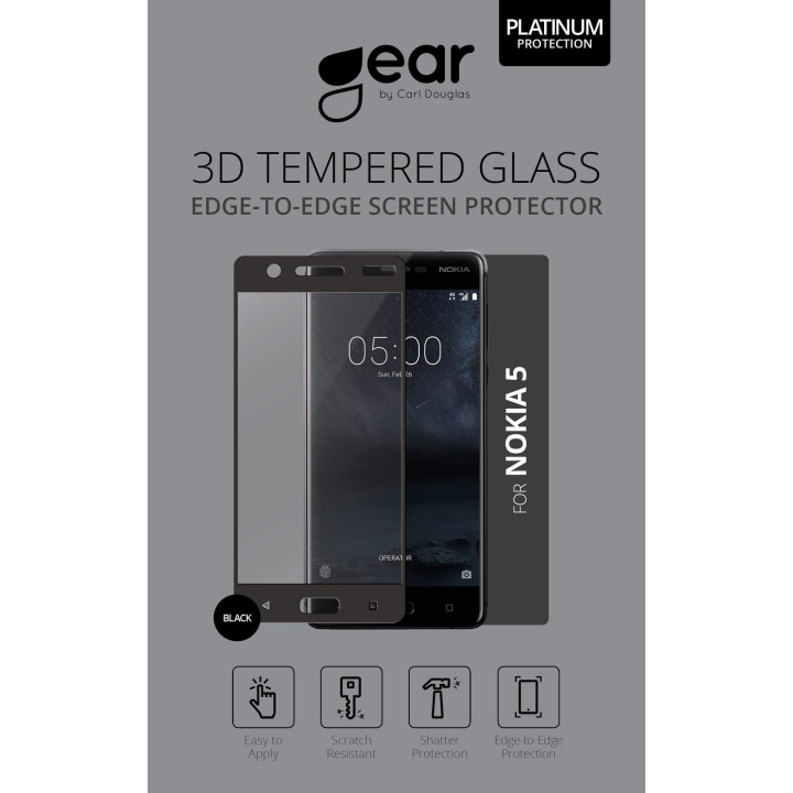 Gear Härdat Glas 2.5D Nokia5 ryhmässä ÄLYPUHELIMET JA TABLETIT / Puhelimen suojakotelo / Nokia/Microsoft @ TP E-commerce Nordic AB (C12392)