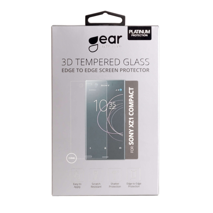 Gear Härdat Glas 3D Full Cover Transp. Sony Xperia XZ1 ryhmässä ÄLYPUHELIMET JA TABLETIT / Puhelimen suojakotelo / Sony @ TP E-commerce Nordic AB (C12400)