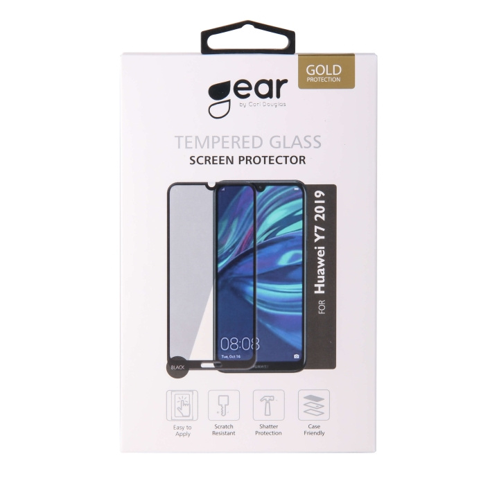 Gear Härdat Glas 3D Full Cover Svart Huawei Y7 2019 ryhmässä ÄLYPUHELIMET JA TABLETIT / Puhelimen suojakotelo / Huawei/Honori @ TP E-commerce Nordic AB (C12411)
