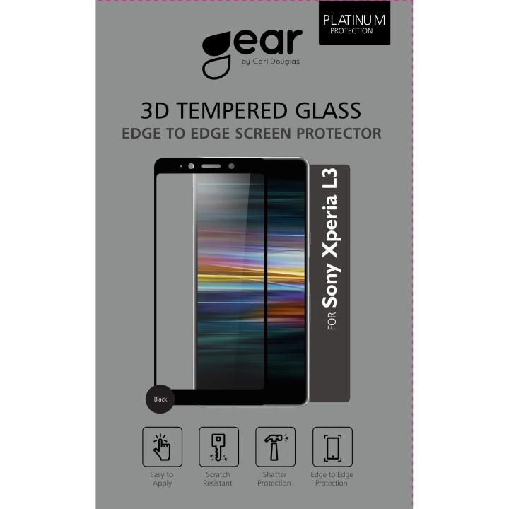 Gear Härdat Glas 3D Full Cover Black Sony L3 ryhmässä ÄLYPUHELIMET JA TABLETIT / Puhelimen suojakotelo / Sony @ TP E-commerce Nordic AB (C12413)