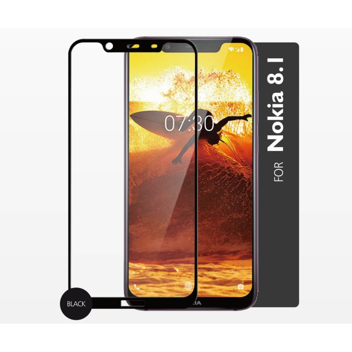 Gear Härdat Glas 2,5D Full Cover Nokia 8.1 ryhmässä ÄLYPUHELIMET JA TABLETIT / Puhelimen suojakotelo / Nokia/Microsoft @ TP E-commerce Nordic AB (C12416)