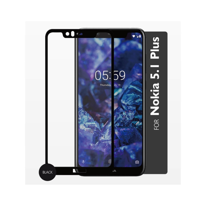 Gear Härdat Glas 2,5D Full Cover Nokia 5.1 Plus ryhmässä ÄLYPUHELIMET JA TABLETIT / Puhelimen suojakotelo / Nokia/Microsoft @ TP E-commerce Nordic AB (C12417)