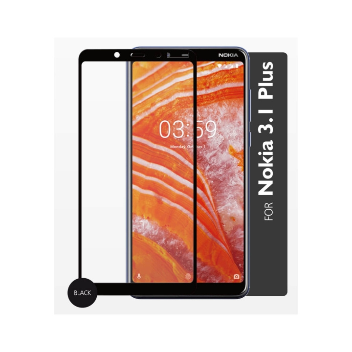 Gear Härdat Glas 2,5D Full Cover Nokia 3.1 Plus ryhmässä ÄLYPUHELIMET JA TABLETIT / Puhelimen suojakotelo / Nokia/Microsoft @ TP E-commerce Nordic AB (C12418)