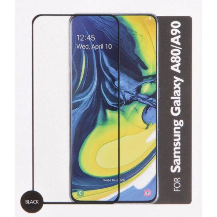 GEAR Panssarilasi 3D Full Cover Black Samsung A80 / A90 2019 ryhmässä ÄLYPUHELIMET JA TABLETIT / Puhelimen suojakotelo / Samsung @ TP E-commerce Nordic AB (C12421)