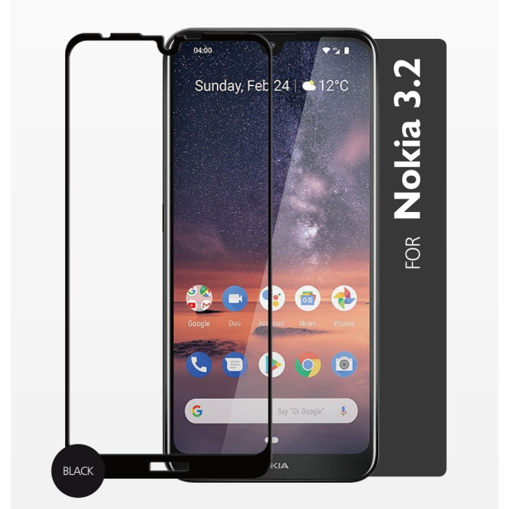Gear Härdat Glas 2,5D Full Cover Nokia 3.2 ryhmässä ÄLYPUHELIMET JA TABLETIT / Puhelimen suojakotelo / Nokia/Microsoft @ TP E-commerce Nordic AB (C12423)