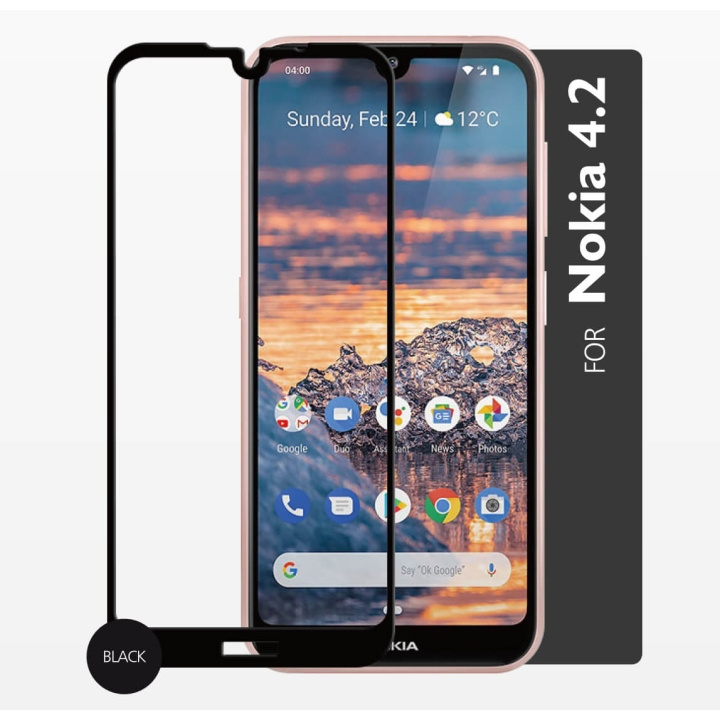 GEAR Panssarilasi 2,5D Full Cover Nokia 4.2 ryhmässä ÄLYPUHELIMET JA TABLETIT / Puhelimen suojakotelo / Nokia/Microsoft @ TP E-commerce Nordic AB (C12424)