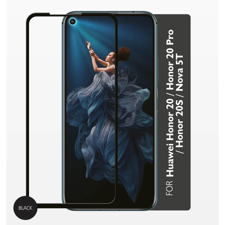 Gear Härdat Glas 2,5D Full Cover Huawei Honor 20/20s/20pro / Nova 5T 2019 ryhmässä ÄLYPUHELIMET JA TABLETIT / Puhelimen suojakotelo / Huawei/Honori @ TP E-commerce Nordic AB (C12429)
