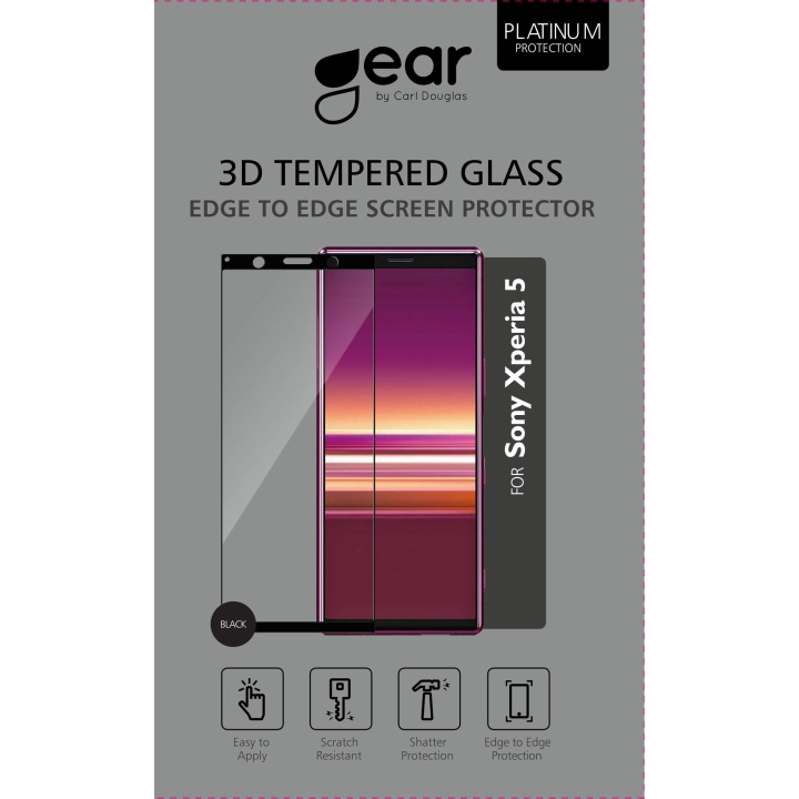 Gear Härdat Glas 3D Full Cover Black Sony Xperia 5 ryhmässä ÄLYPUHELIMET JA TABLETIT / Puhelimen suojakotelo / Sony @ TP E-commerce Nordic AB (C12433)