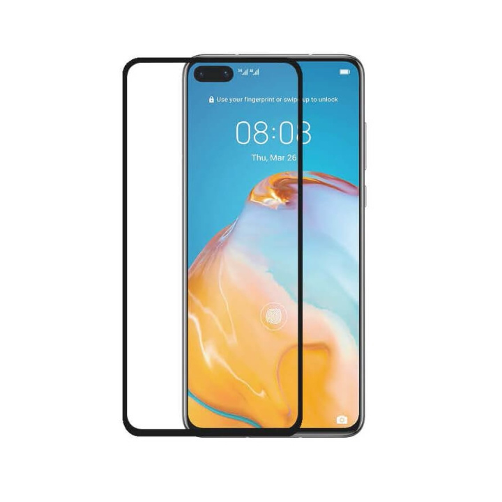 GEAR Panssarilasi 3D Full Cover Black Huawei P40 ryhmässä ÄLYPUHELIMET JA TABLETIT / Puhelimen suojakotelo / Huawei @ TP E-commerce Nordic AB (C12440)