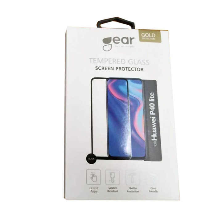 GEAR Panssarilasi 2,5D Full Cover Huawei P40 Lite ryhmässä ÄLYPUHELIMET JA TABLETIT / Puhelimen suojakotelo / Huawei @ TP E-commerce Nordic AB (C12442)