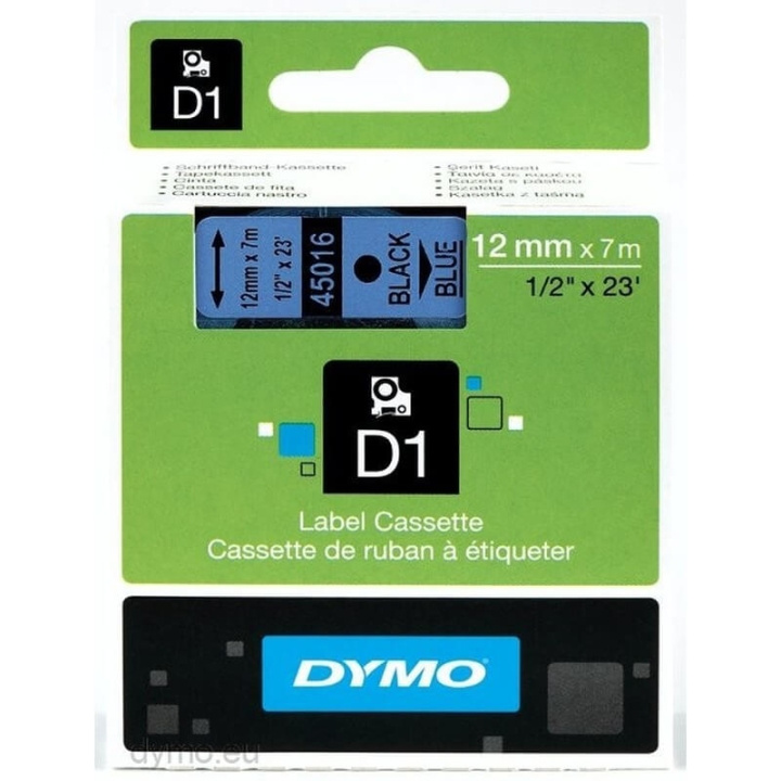 DYMO Ribbon S0720560 45016 12mm Black on Blue ryhmässä TIETOKOONET & TARVIKKEET / Tulostimet & Tarvikkeet / Tulostimet / Tarratulostimet & Tarvikkeet / Teippi @ TP E-commerce Nordic AB (C12698)