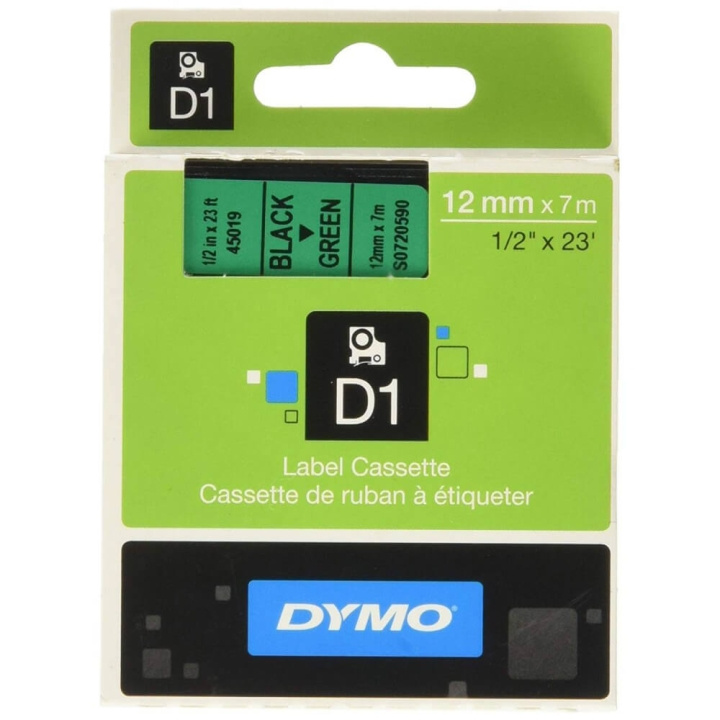 DYMO Ribbon S0720590 45019 12mm Black on Green ryhmässä TIETOKOONET & TARVIKKEET / Tulostimet & Tarvikkeet / Tulostimet / Tarratulostimet & Tarvikkeet / Teippi @ TP E-commerce Nordic AB (C12701)