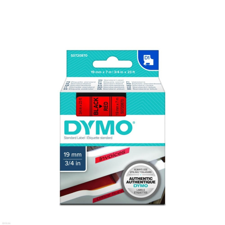 DYMO Ribbon S0720870 45807 19mm Black on Red ryhmässä TIETOKOONET & TARVIKKEET / Tulostimet & Tarvikkeet / Tulostimet / Tarratulostimet & Tarvikkeet / Teippi @ TP E-commerce Nordic AB (C12705)