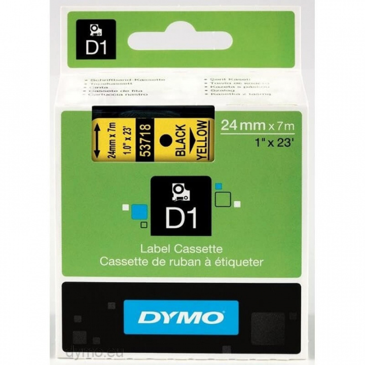 DYMO Ribbon S0720980 53718 24mm Black on Yellow ryhmässä TIETOKOONET & TARVIKKEET / Tulostimet & Tarvikkeet / Tulostimet / Tarratulostimet & Tarvikkeet / Teippi @ TP E-commerce Nordic AB (C12710)