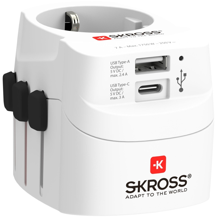 World Adapter PRO Light (1xUSB-C & 1xUSB-A) ryhmässä KOTI, TALOUS JA PUUTARHA / Sähkö & Valaistus / Matkasovittimet @ TP E-commerce Nordic AB (C12752)