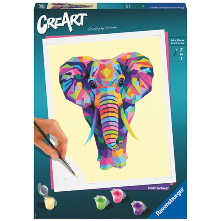 Ravensburger CreArt Funky Elephant ryhmässä LELUT, TUOTTEET LAPSILLE JA VAUVOILLE / Leikkikalut, Askartelu &Pelit / Käsityöt @ TP E-commerce Nordic AB (C13036)