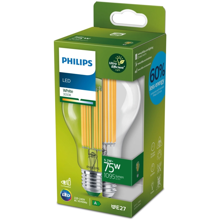 Philips LED E27 Normal 75W Klar 1095lm Energiklass A ryhmässä KODINELEKTRONIIKKA / Valaistus / LED-lamput @ TP E-commerce Nordic AB (C13217)