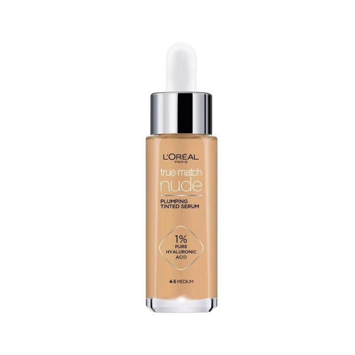 L\'Oreal True Match Nude Plumping Tinted Serum Foundation 4-5 Medium 30ml ryhmässä KAUNEUS JA TERVEYS / Meikit / Meikit Kasvot / Meikkivoide @ TP E-commerce Nordic AB (C13457)