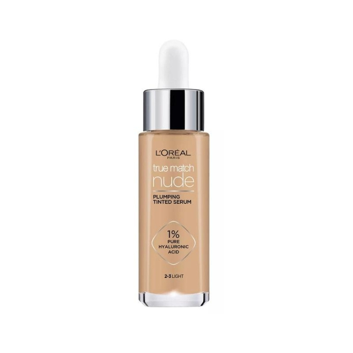 L\'Oreal True Match Nude Plumping Tinted Serum Foundation 2-3 Light 30ml ryhmässä KAUNEUS JA TERVEYS / Meikit / Meikit Kasvot / Meikkivoide @ TP E-commerce Nordic AB (C13458)