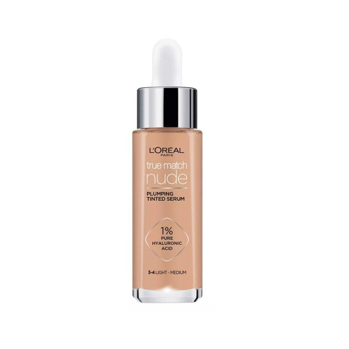 L\'Oreal True Match Nude Plumping Tinted Serum Foundation 3-4 Light-Medium 30ml ryhmässä KAUNEUS JA TERVEYS / Meikit / Meikit Kasvot / Meikkivoide @ TP E-commerce Nordic AB (C13459)