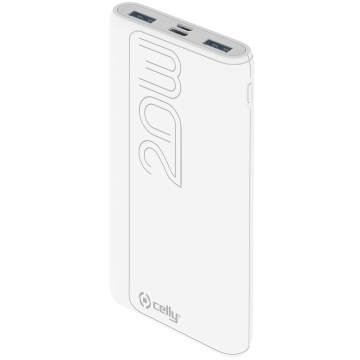 Celly PowerBank PD 20W 10.000 mAh Vit ryhmässä ÄLYPUHELIMET JA TABLETIT / Laturit & Kaapelit / Powerbanks @ TP E-commerce Nordic AB (C13591)