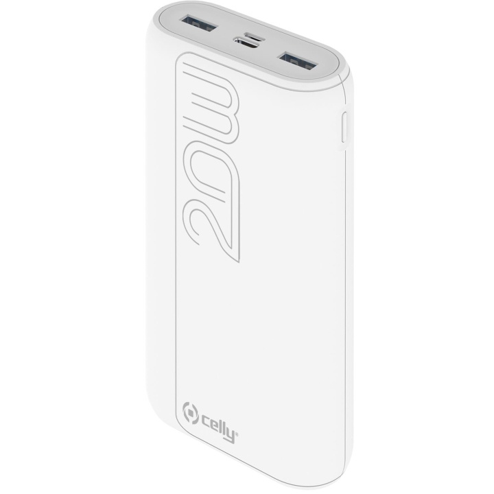 Celly PowerBank PD 20W 20.000 mAh Vit ryhmässä ÄLYPUHELIMET JA TABLETIT / Laturit & Kaapelit / Powerbanks @ TP E-commerce Nordic AB (C13593)